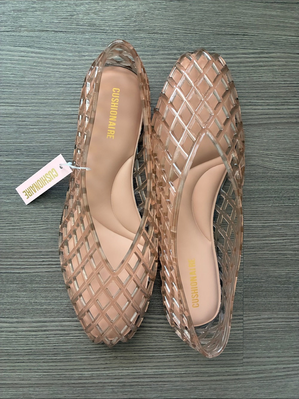 Cushionaire Women's Blush Pink Jelly Flats - Woven-Style Slip-Ons